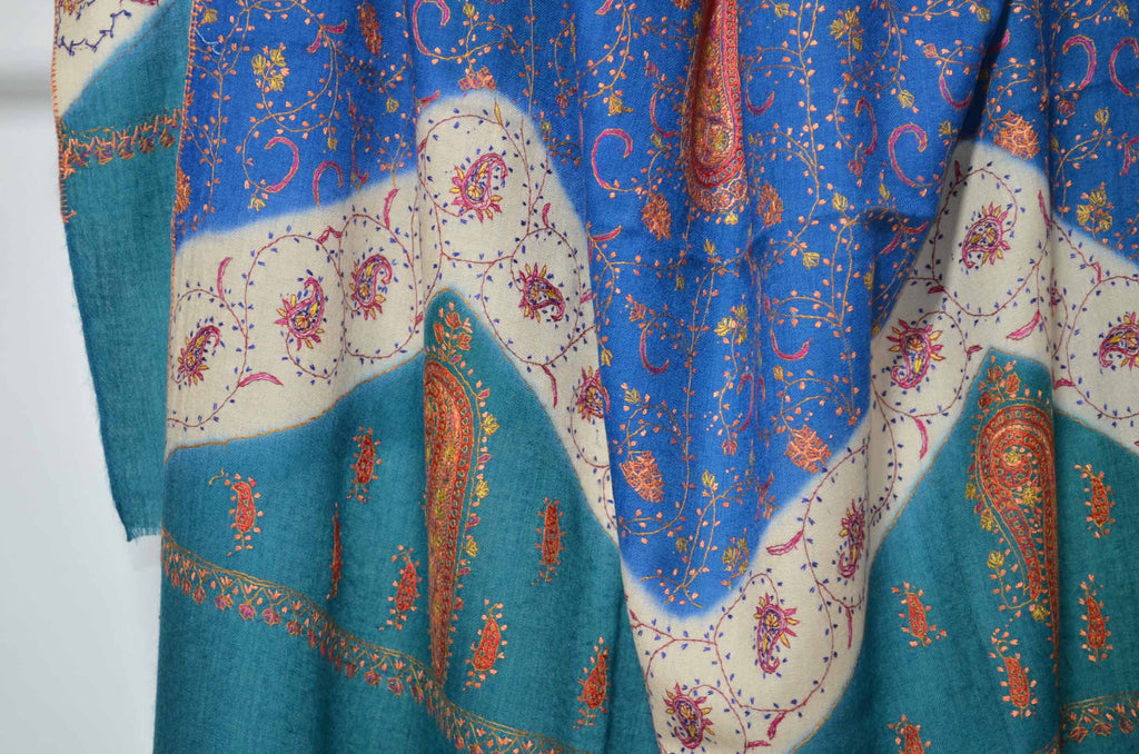 Shop for triple dye merino sozni embroidery shawls | Made in Kashmir