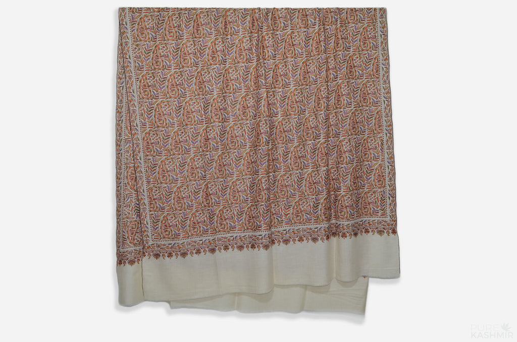 Oversized Ivory 3 Yard Pashmina Jamawar Shawl
