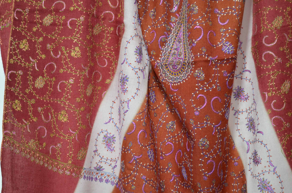 Shop for triple dye merino sozni embroidery shawls | Made in Kashmir