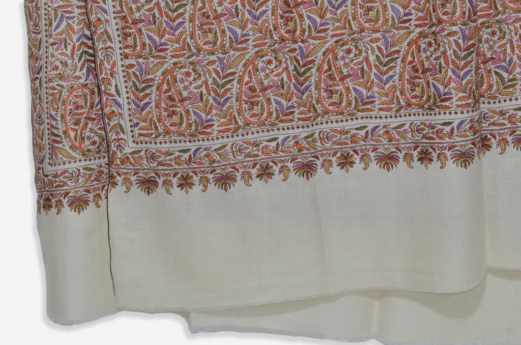 Oversized Ivory 3 Yard Pashmina Jamawar Shawl