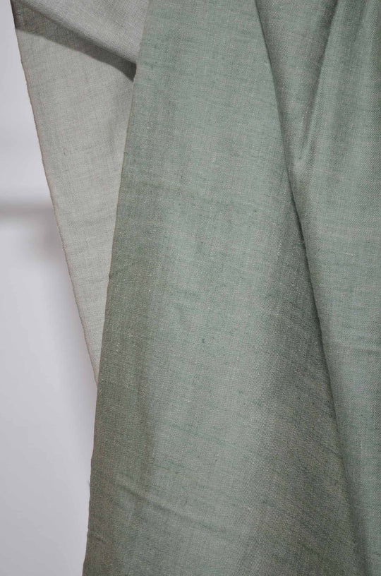 Reversible Green and Grey Handwoven Cashmere Pashmina Shawl
