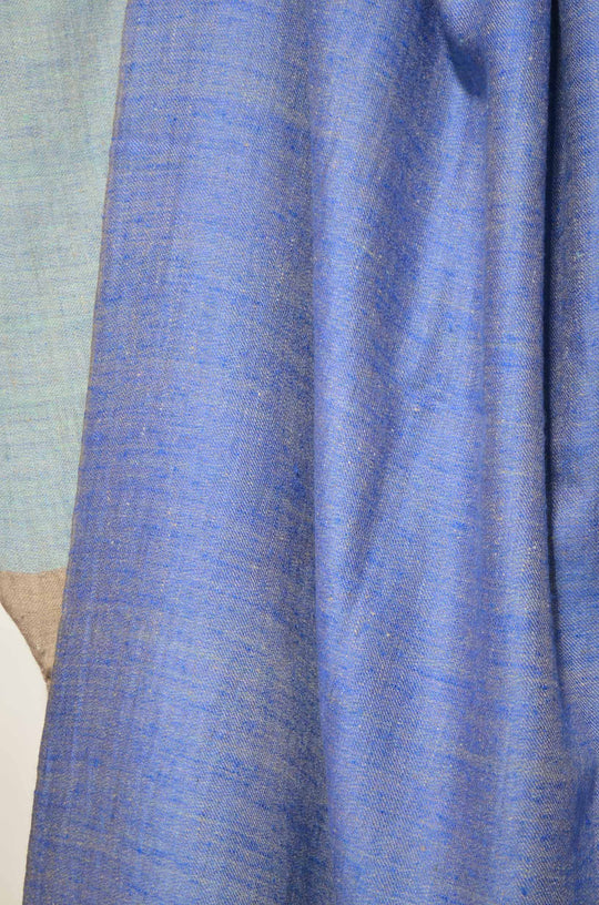 Reversible Turquoise and Blue Handwoven Cashmere Pashmina Shawl