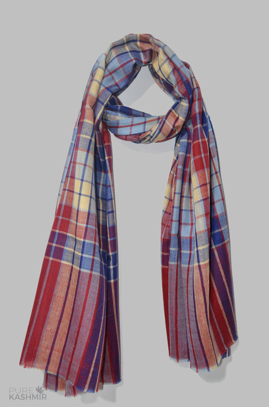 Beautiful Plaid Handwoven Cashmere Pashmina Shawl