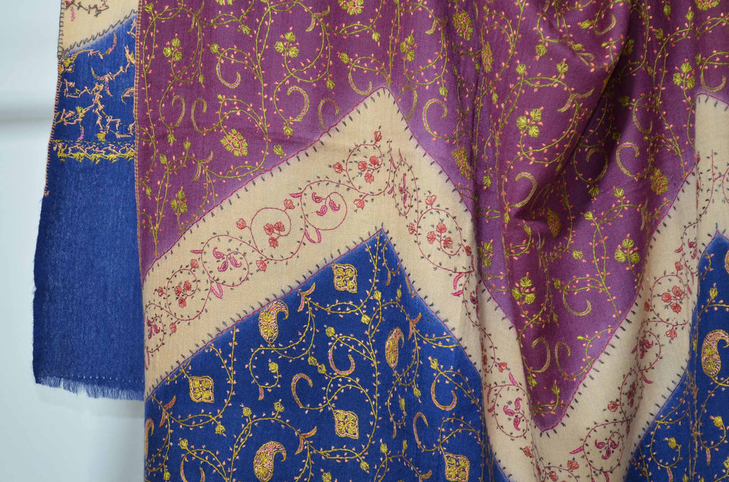 Shop for triple dye merino sozni embroidery shawls | Made in Kashmir