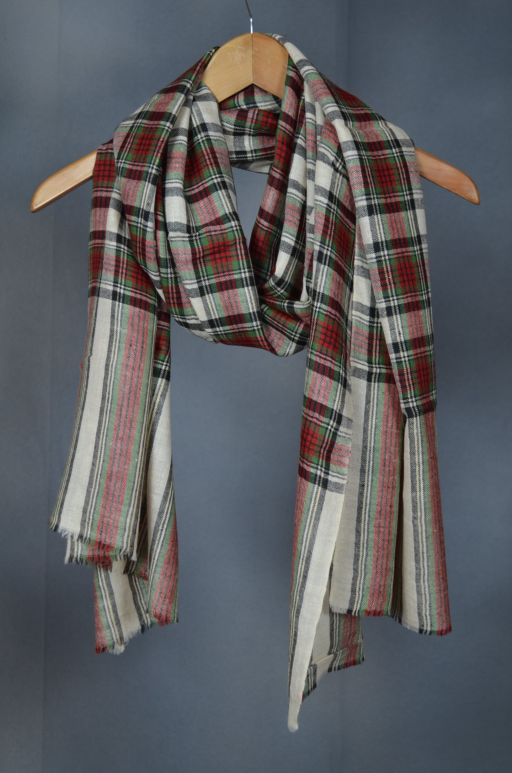 Plaid Handwoven Cashmere Pashmina Scarf