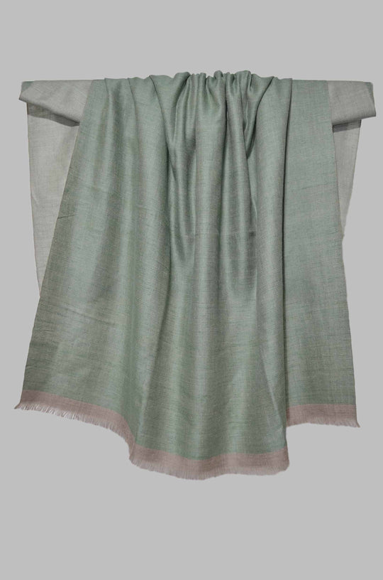 Reversible Green and Grey Handwoven Cashmere Pashmina Shawl