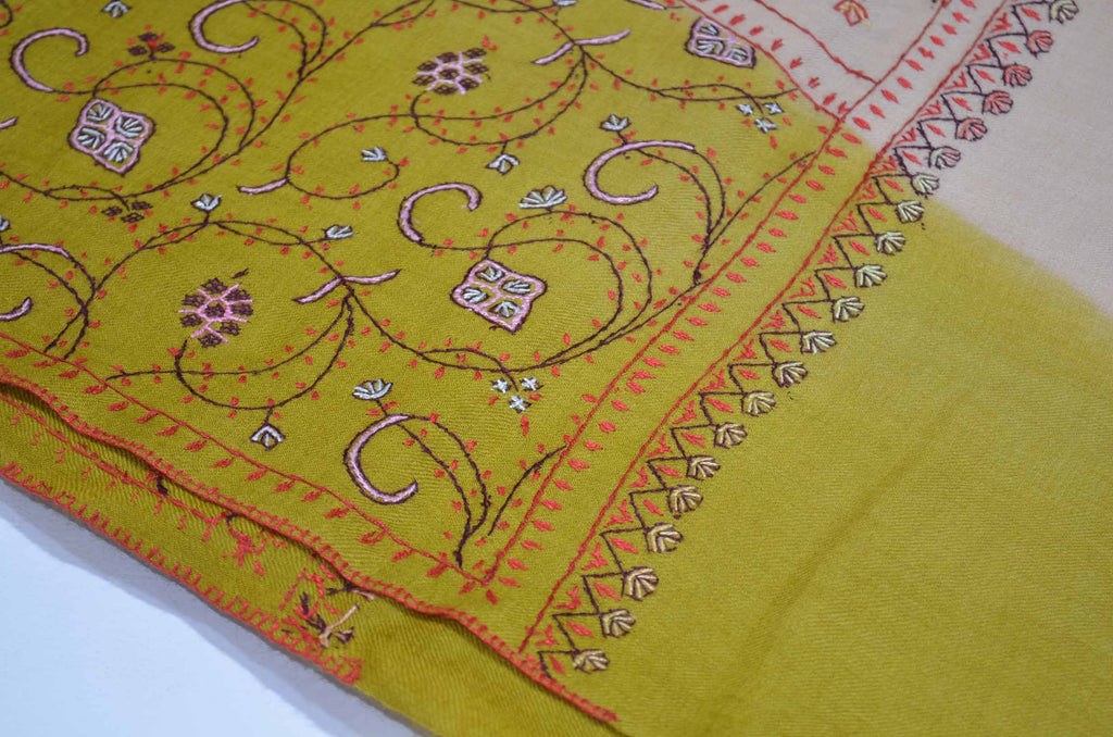 Shop for triple dye merino sozni embroidery shawls | Made in Kashmir