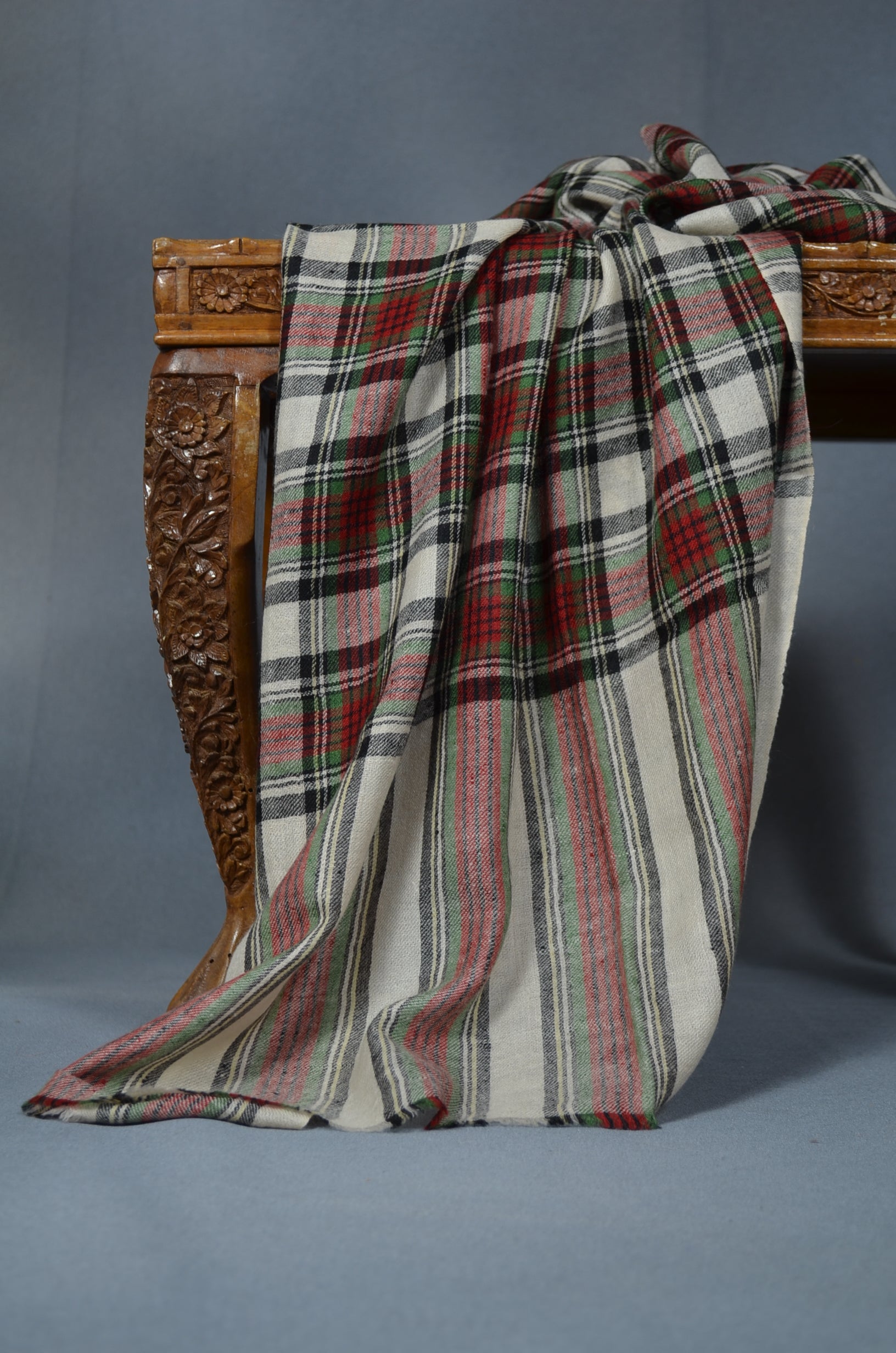 Plaid Handwoven Cashmere Pashmina Scarf