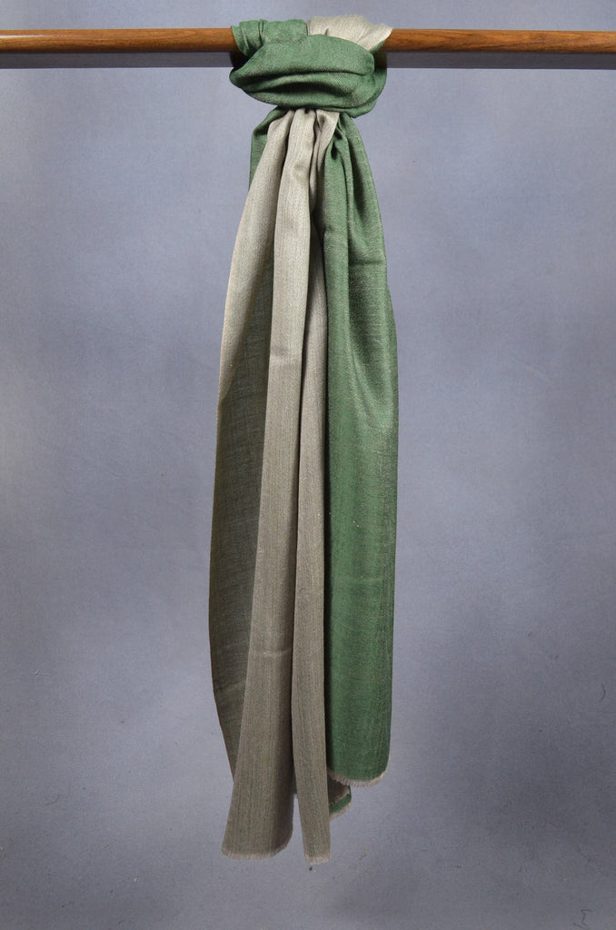 Olive Green Reversible Merino & Silk Scarf