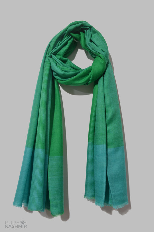 Green and Turquoise Handwoven Cashmere Pashmina Shawl