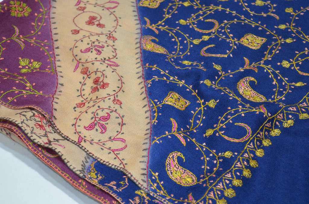 Shop for triple dye merino sozni embroidery shawls | Made in Kashmir