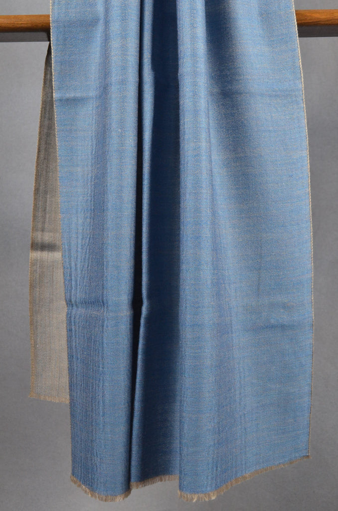 Stone Blue Reversible Merino & Silk Scarf