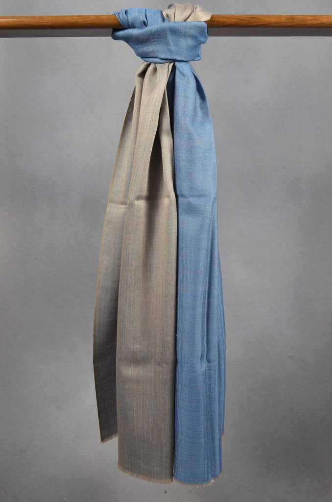 Stone Blue Reversible Merino & Silk Scarf