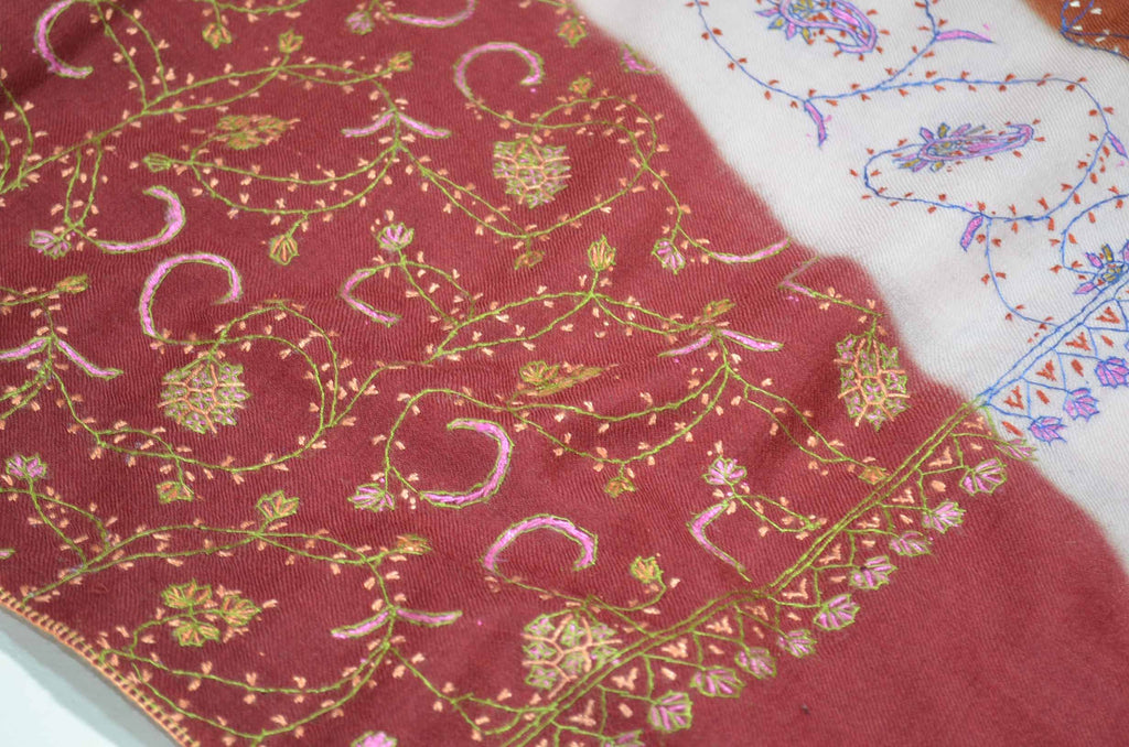 Shop for triple dye merino sozni embroidery shawls | Made in Kashmir