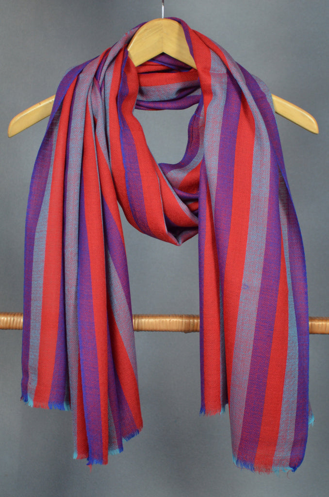 Vertical Striped Merino & Silk Scarf