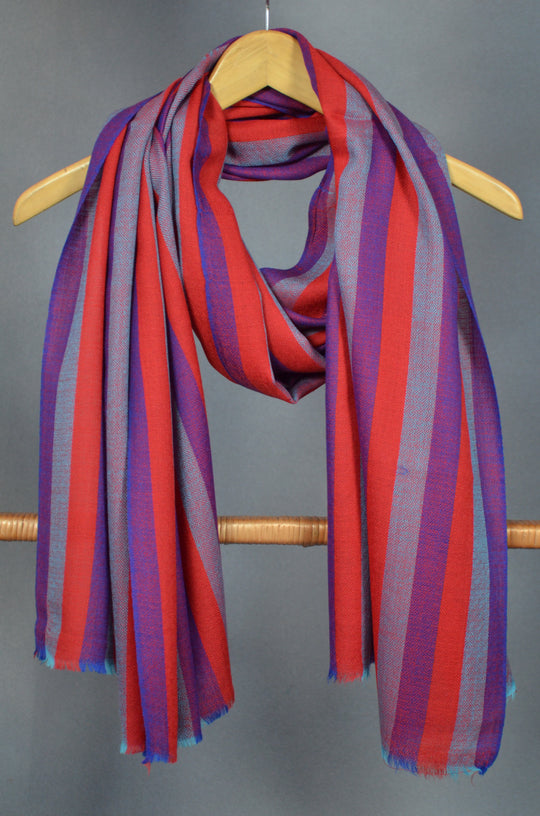 Vertical Striped Merino & Silk Scarf
