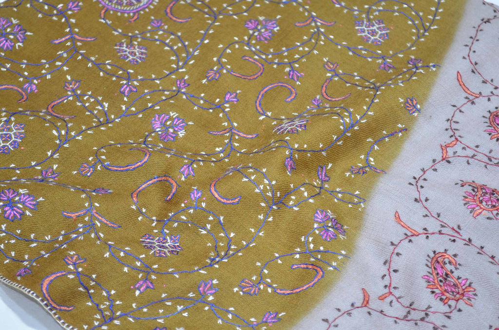 Shop for triple dye merino sozni embroidery shawls | Made in Kashmir