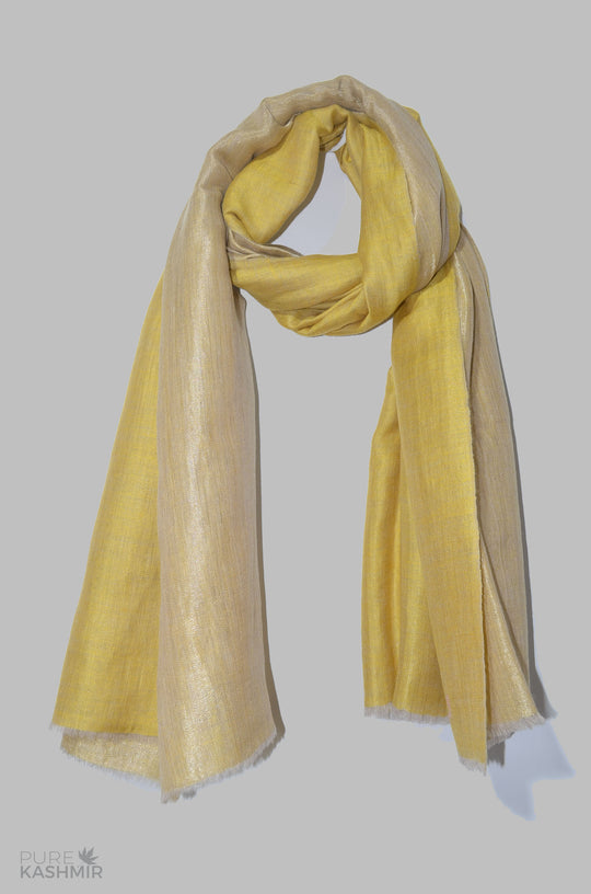 Reversible Zari Handwoven Cashmere Pashmina Shawl