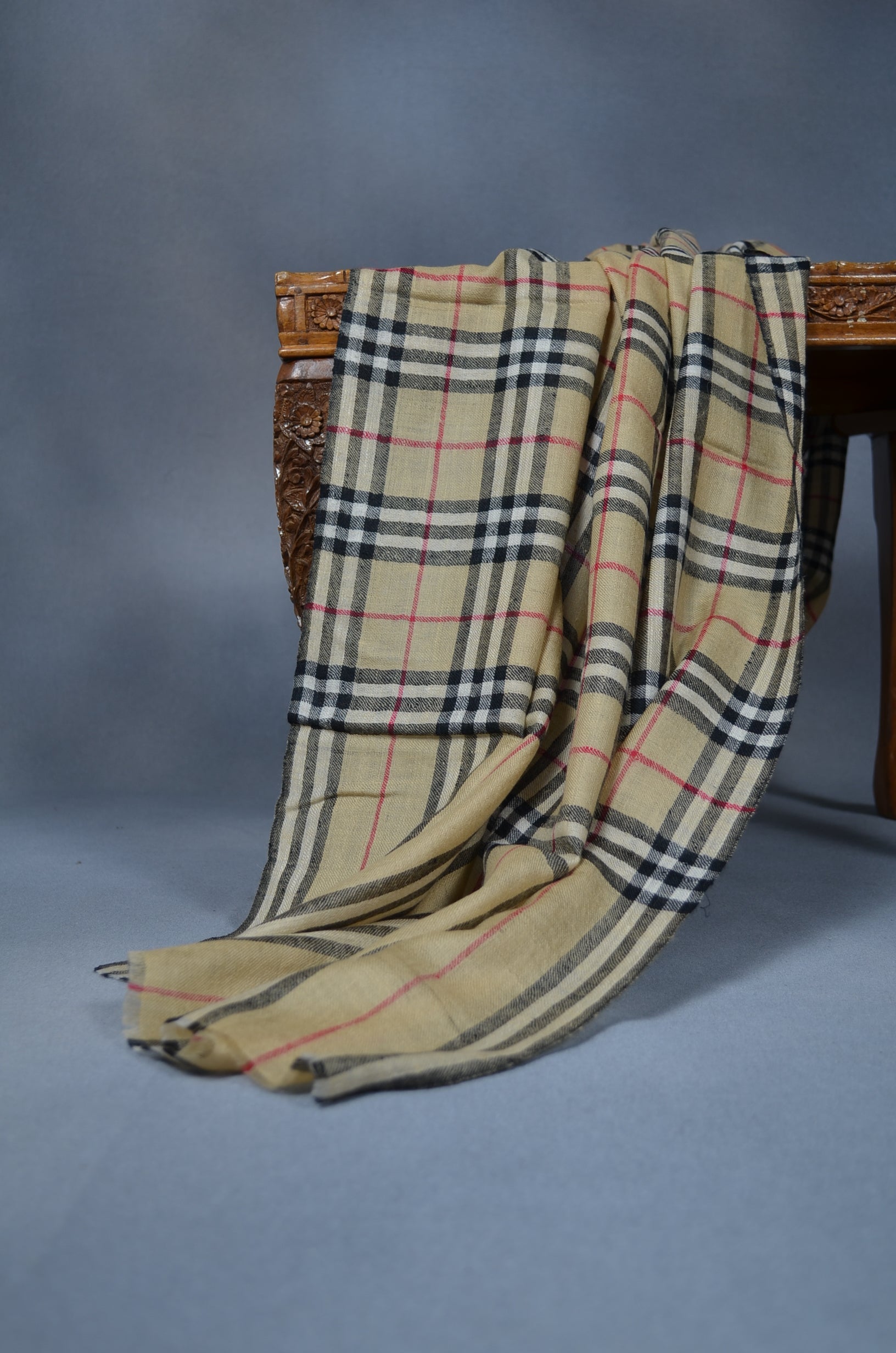 Plaid Handwoven Cashmere Pashmina Shawl/Scarf