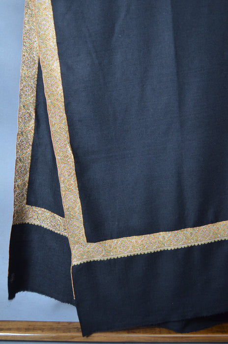 Black Border Embroidery Cashmere Pashmina Shawl