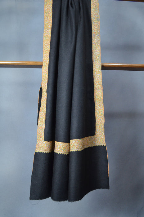 Black Border Embroidery Cashmere Pashmina Shawl