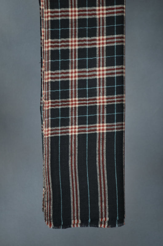 Black Check Handwoven Cashmere Pashmina Scarf