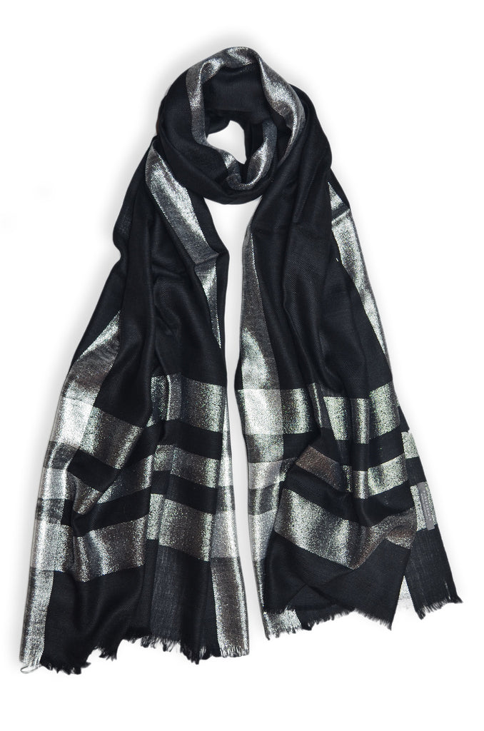 Zari Border Merino Scarf