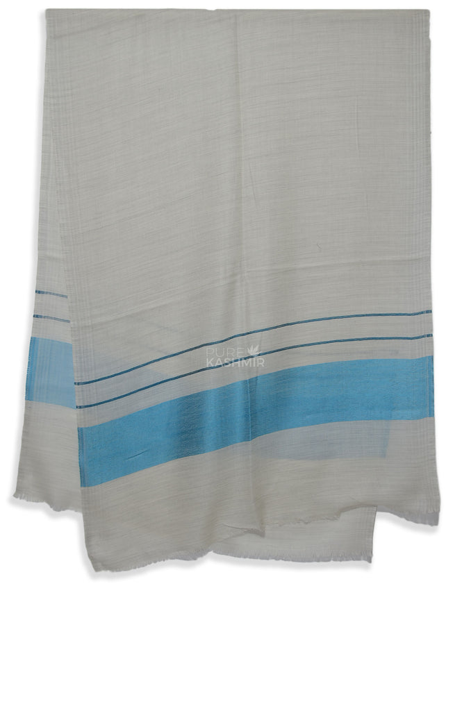 un dyed natural and blue merino scarf | made in kashmir