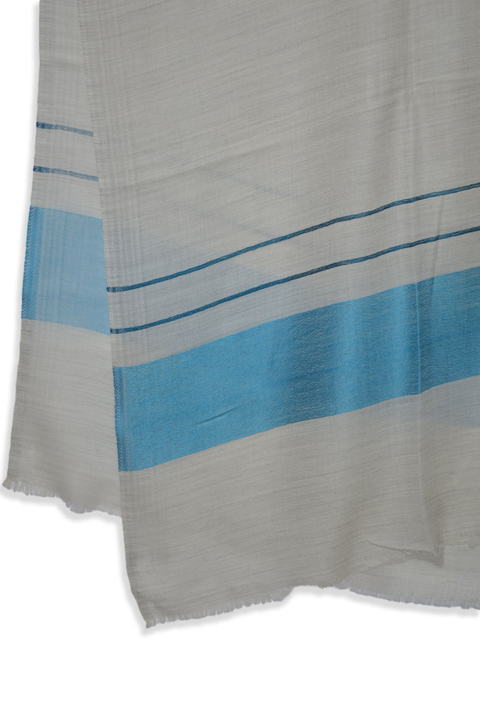 un dyed natural and blue merino scarf | made in kashmir