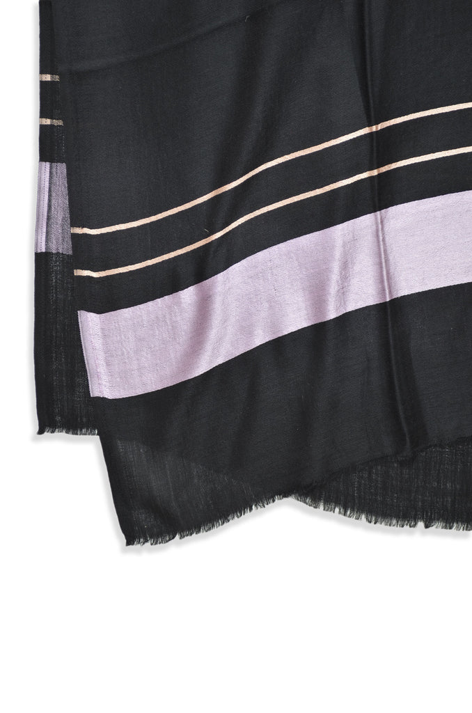 black and pink merino scarf | made in kashmir