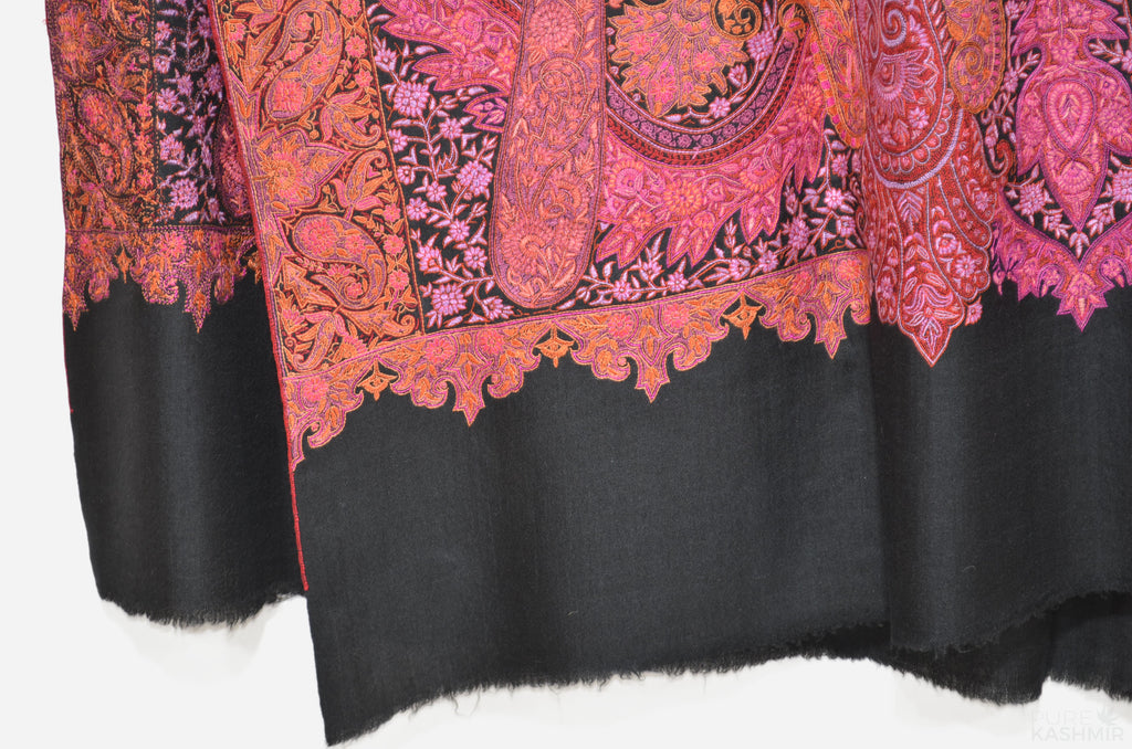 Oversized 2.5 Yard Black Pashmina Jamawar Shawl