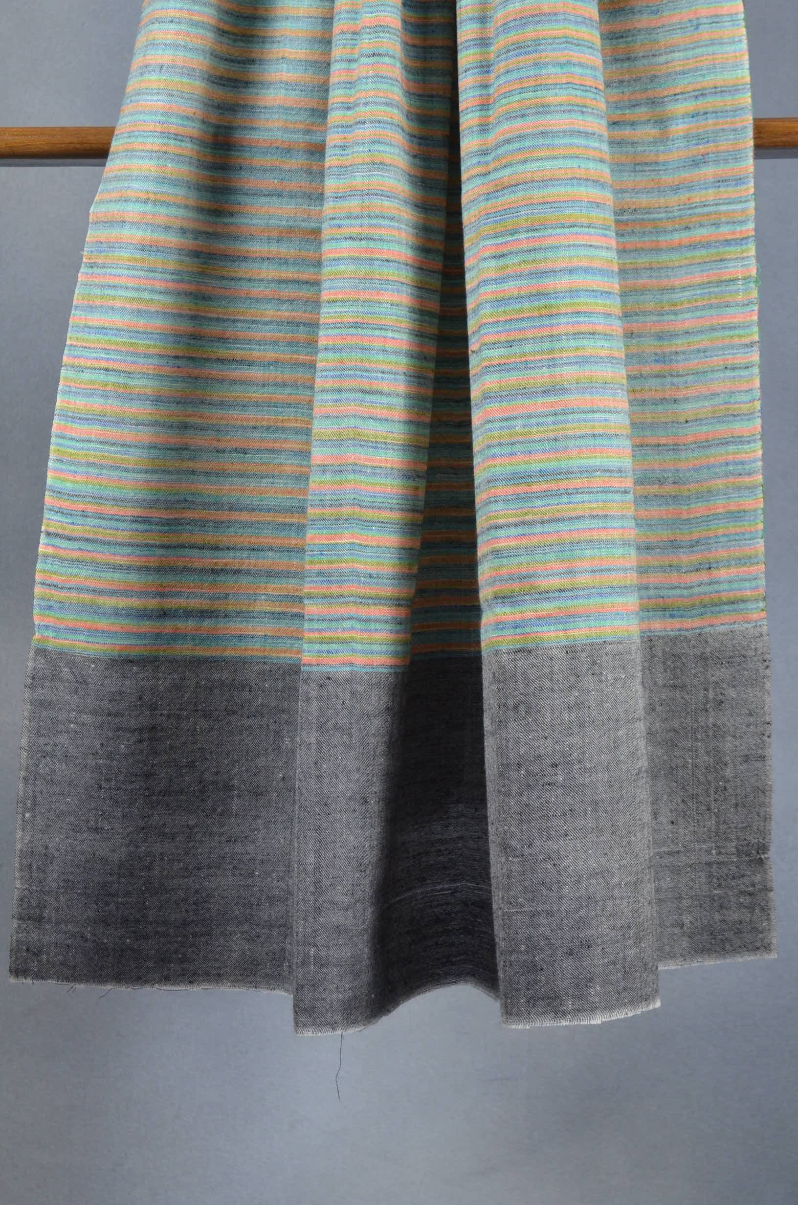 Multi Color Pistachio Tone Handwoven Cashmere Pashmina Shawl