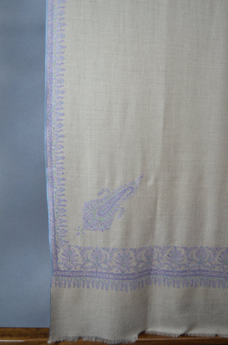 Natural Border Embroidery Cashmere Pashmina Shawl
