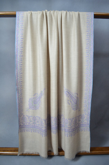 Natural Border Embroidery Cashmere Pashmina Shawl