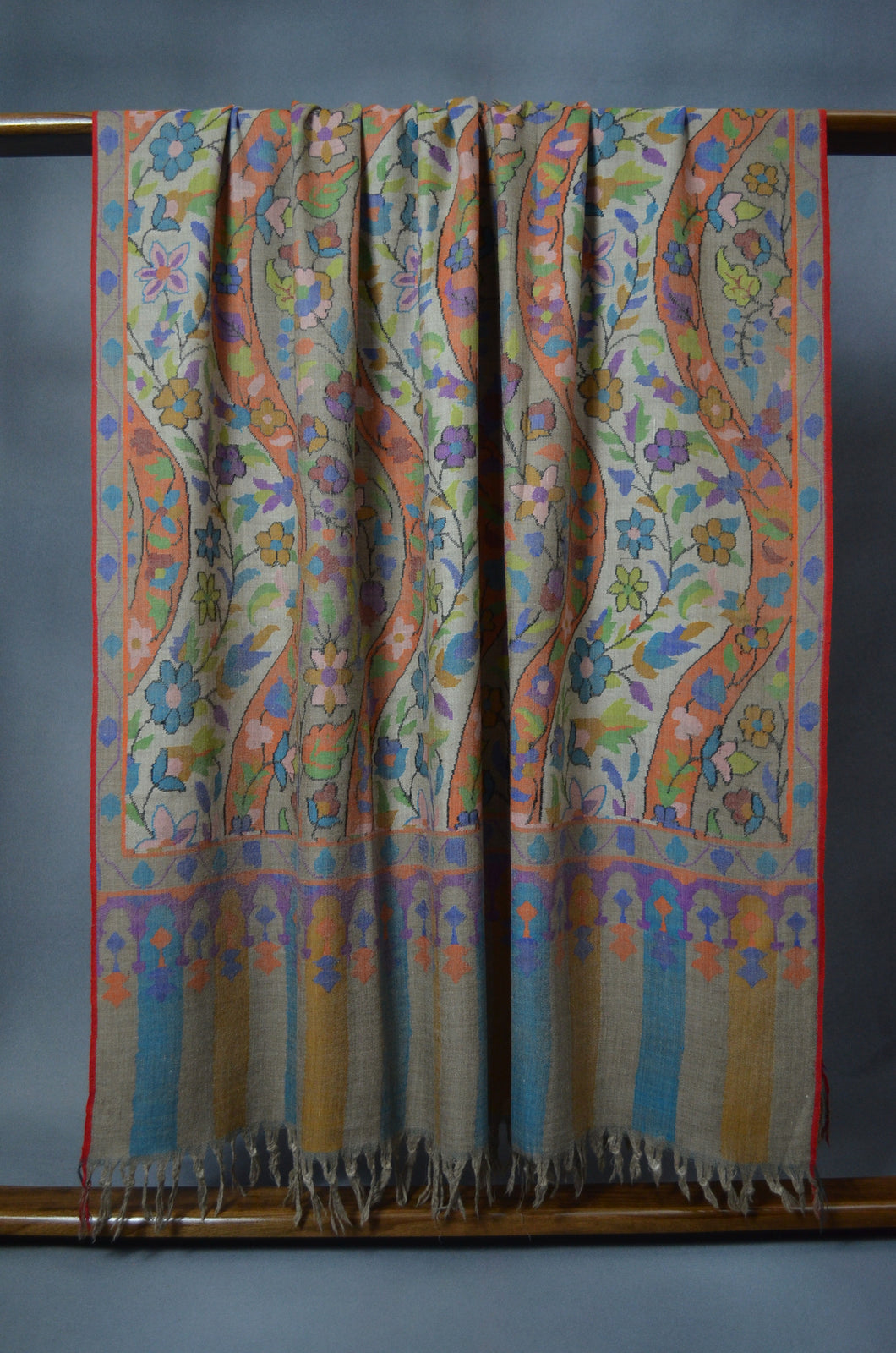 Natural Wavy Striped Kani Pashmina Shawl