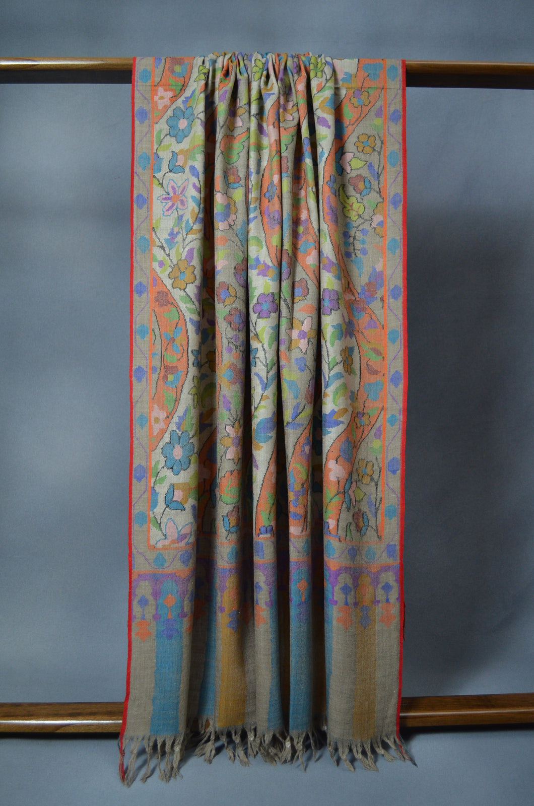 Natural Wavy Striped Kani Pashmina Shawl