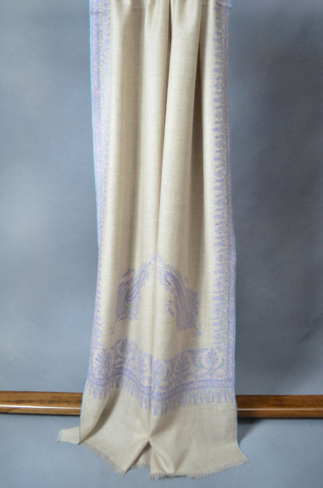 Natural Border Embroidery Cashmere Pashmina Shawl