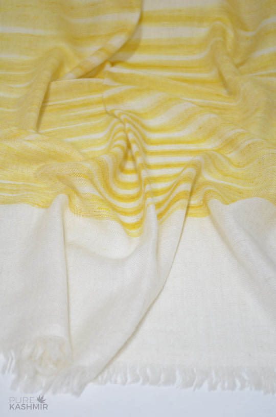 Yellow Ikat Pattern Handwoven Cashmere Pashmina Scarf