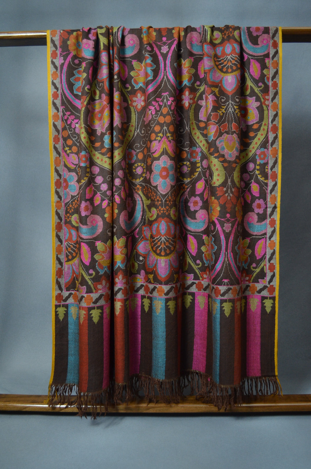 Dark Brown Kani Pashmina Shawl