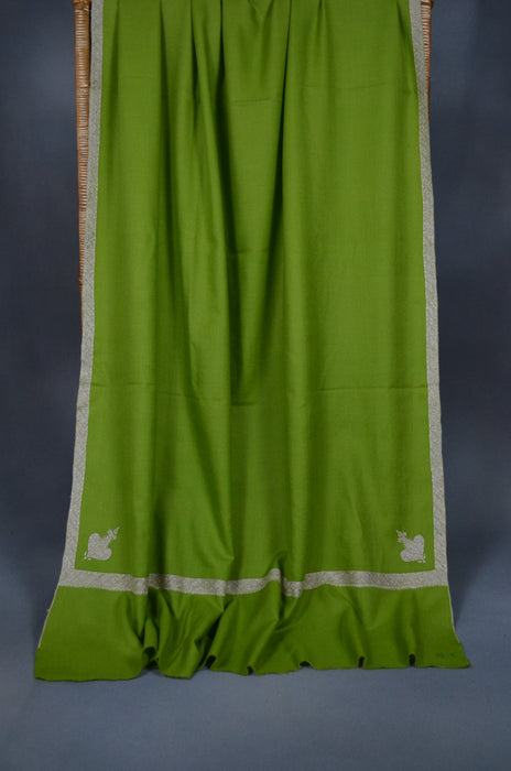 Green Border Embroidery Cashmere Pashmina Shawl