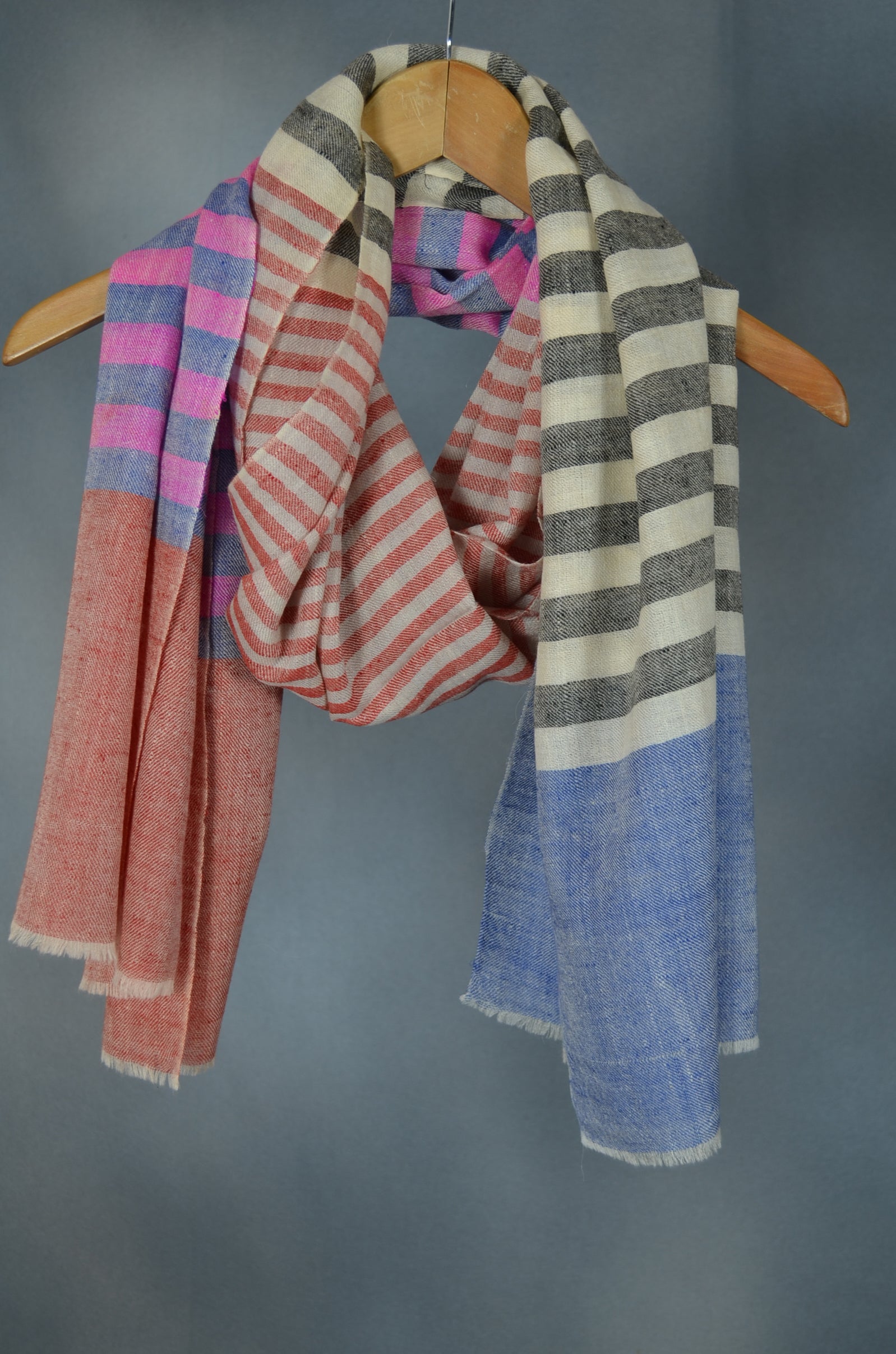 Multi Pattern Check Handwoven Cashmere Pashmina Scarf