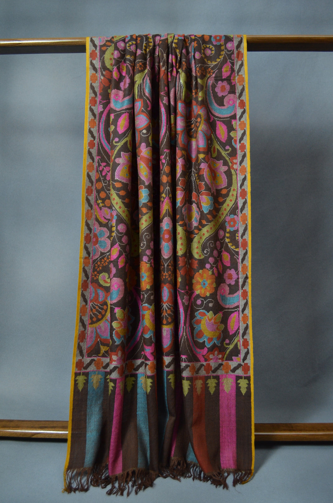 Dark Brown Kani Pashmina Shawl