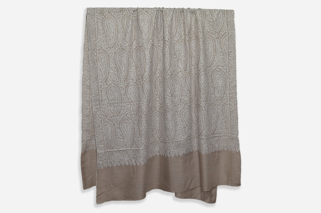 Un-Dyed Natural Pashmina Jamawar Shawl
