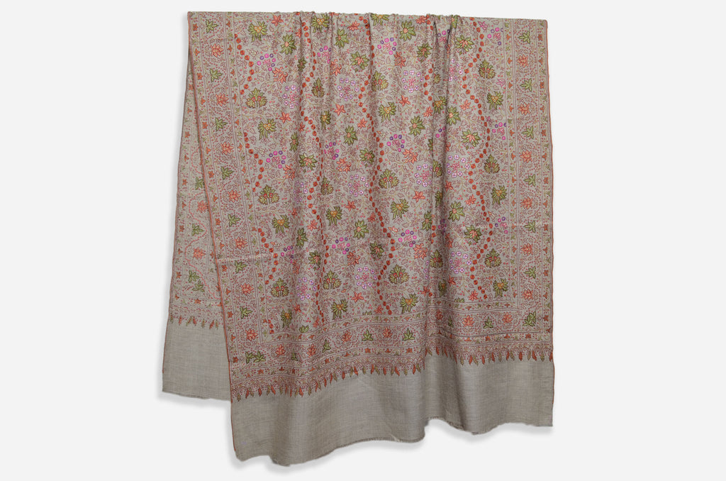 Un-Dyed Natural Pashmina Jamawar Shawl