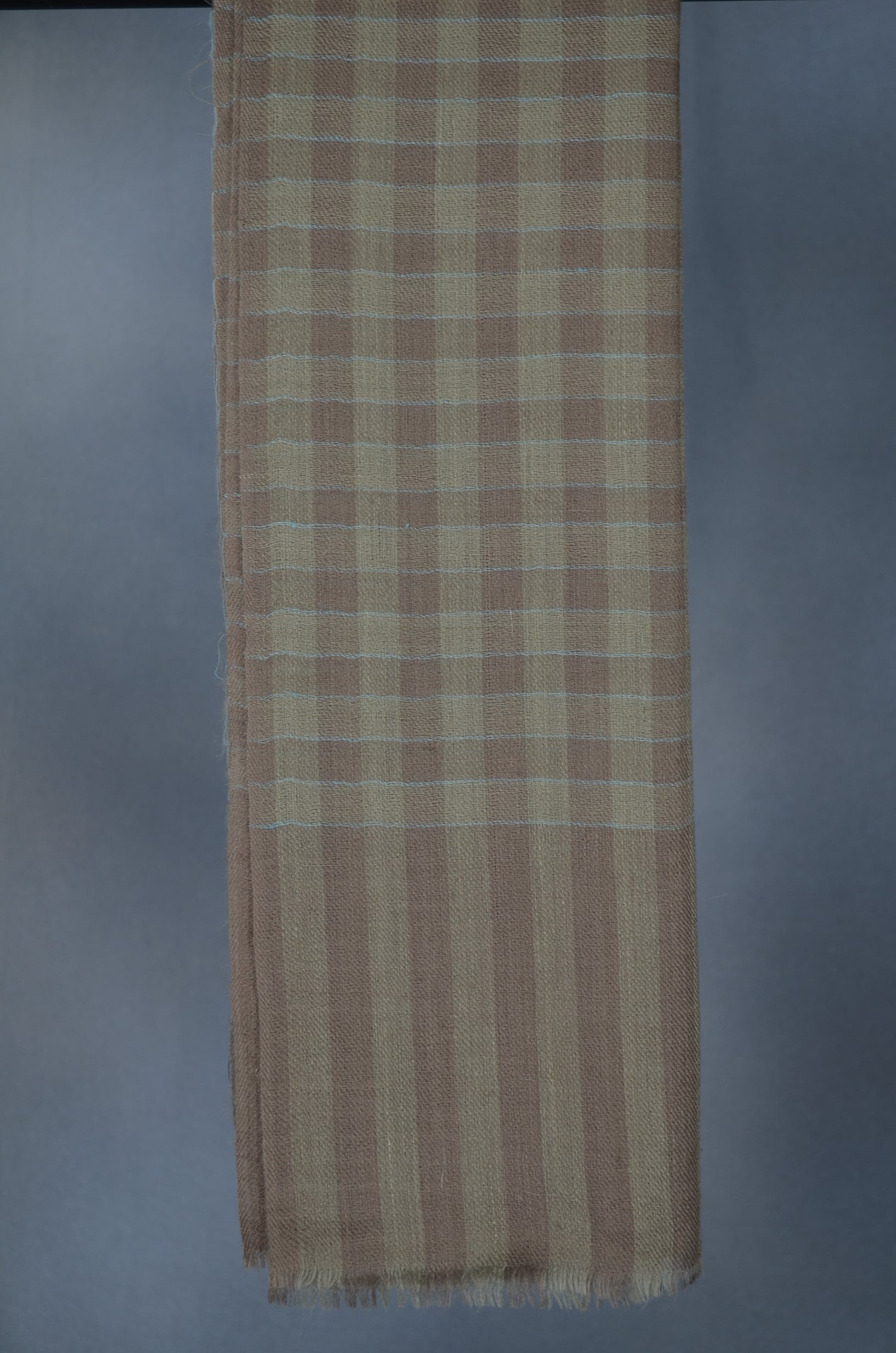 Un Dyed Base Check Handwoven Cashmere Pashmina Scarf