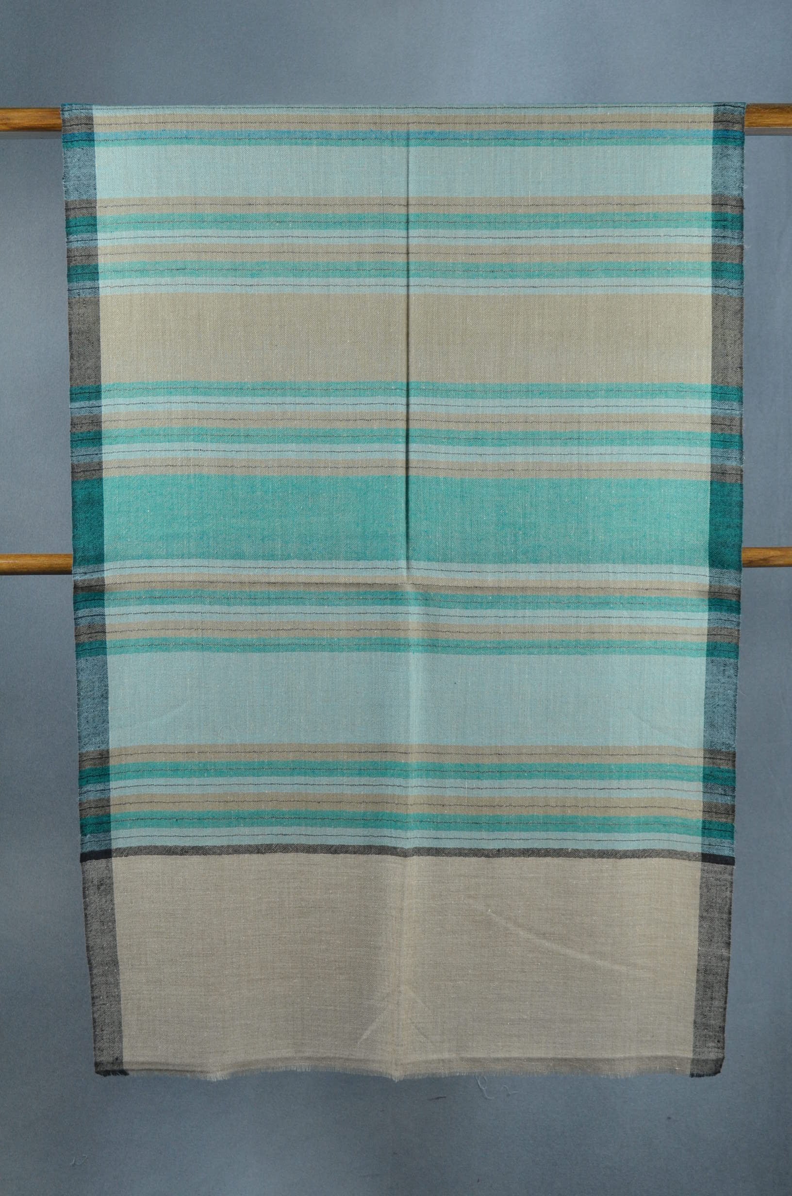 Green Stripe Handwoven Cashmere Pashmina Scarf
