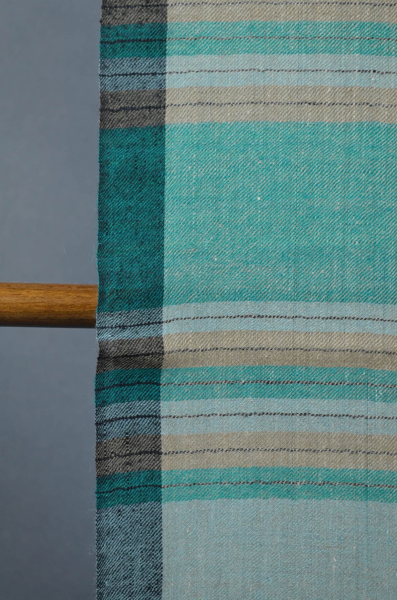 Green Stripe Handwoven Cashmere Pashmina Scarf