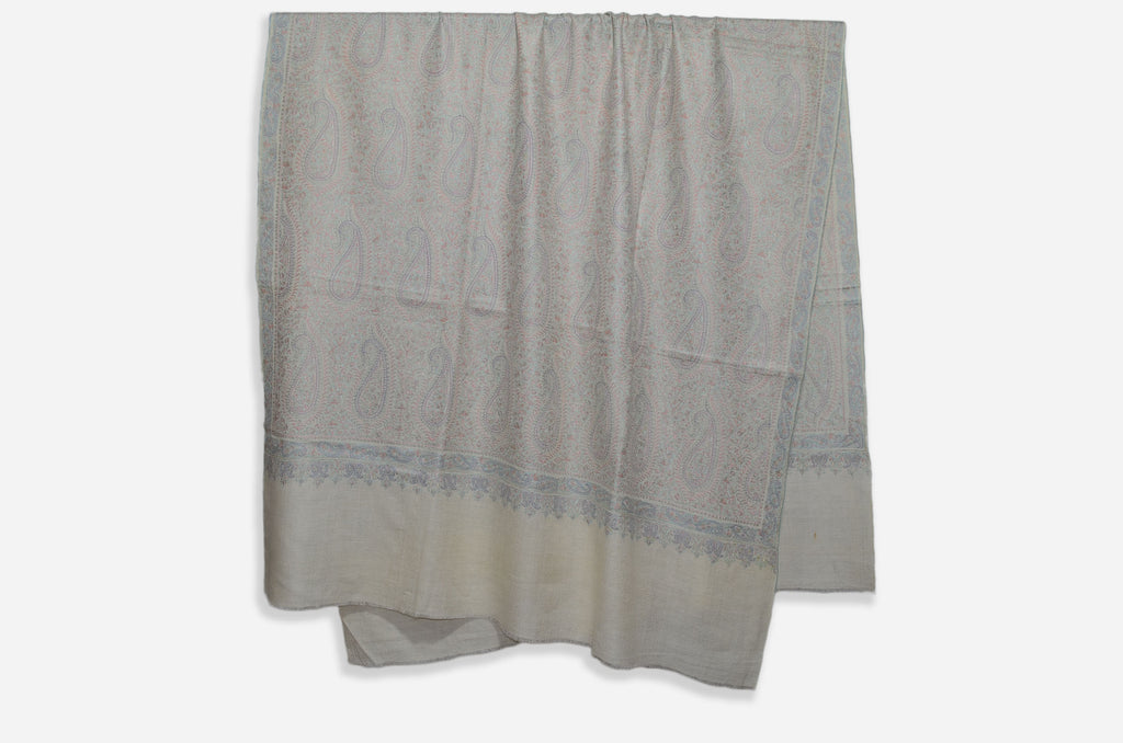 Ivory Sozni Pashmina Jamawar Shawl