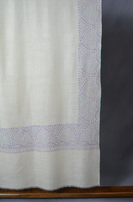 Ivory Big Border Embroidery Cashmere Pashmina Shawl