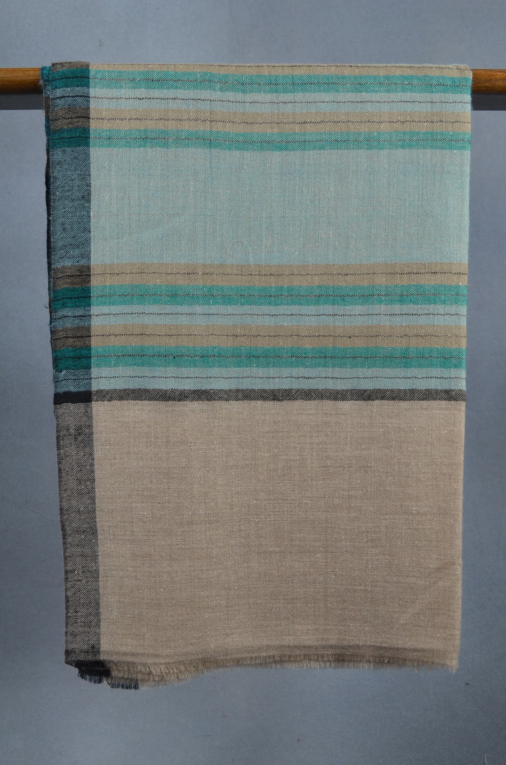 Green Stripe Handwoven Cashmere Pashmina Scarf